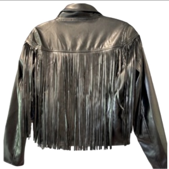 New Boutique So Soft Faux Leather Moto Fringe Jacket - Picture 6 of 7